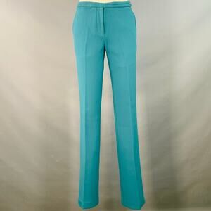 SIES MARJAN Size 30 Teal Wool Blend Crepe Low Rise Straight Dress Pants